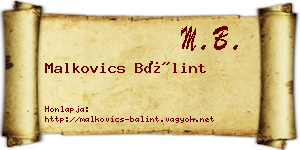 Malkovics Bálint névjegykártya
