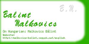 balint malkovics business card